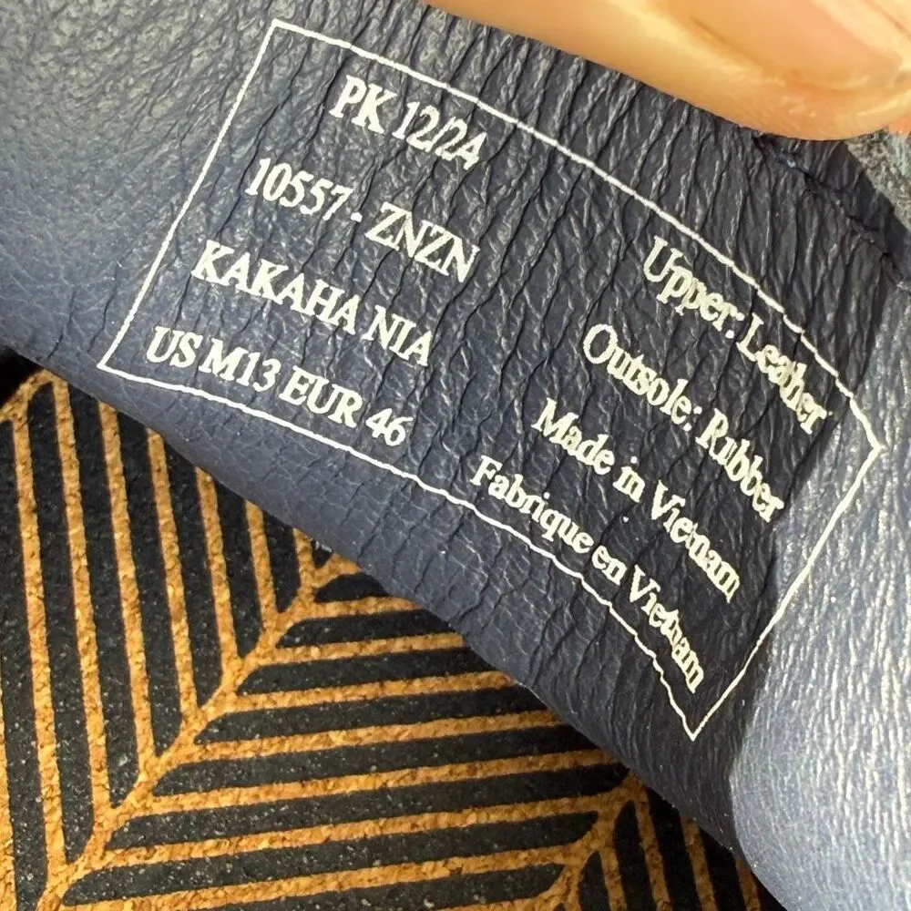 OluKai Kākaha Nia Men's Leather Slip On Loafers Mood Indigo Blue Size 13
